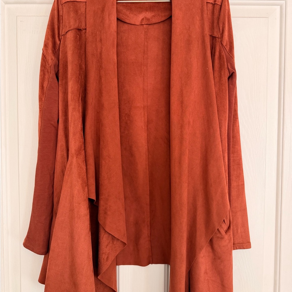 Blank NYC Rust Open-Front Draped Jacket